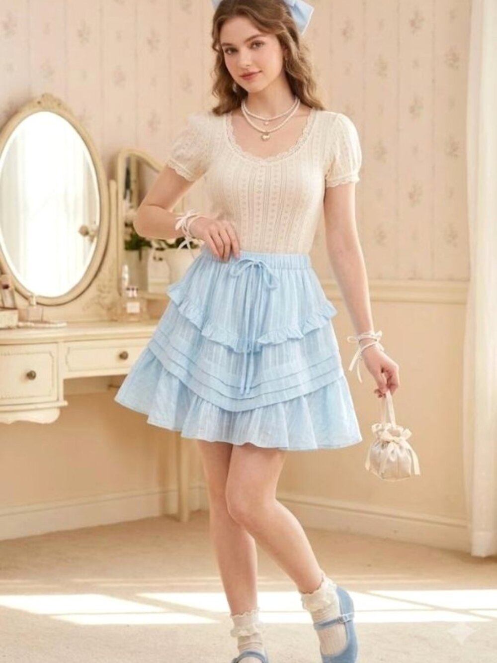 NWT Francesca's (Miami) light blue skirt, size small